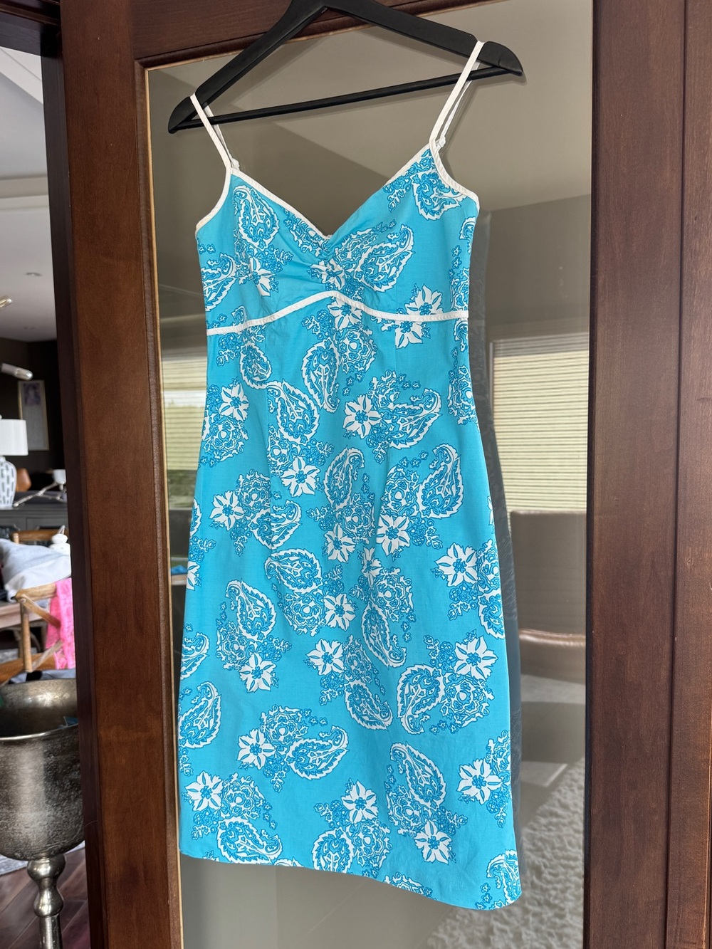 2000's Smart Set blue and white paisley midi dress - Picture 3 of 8